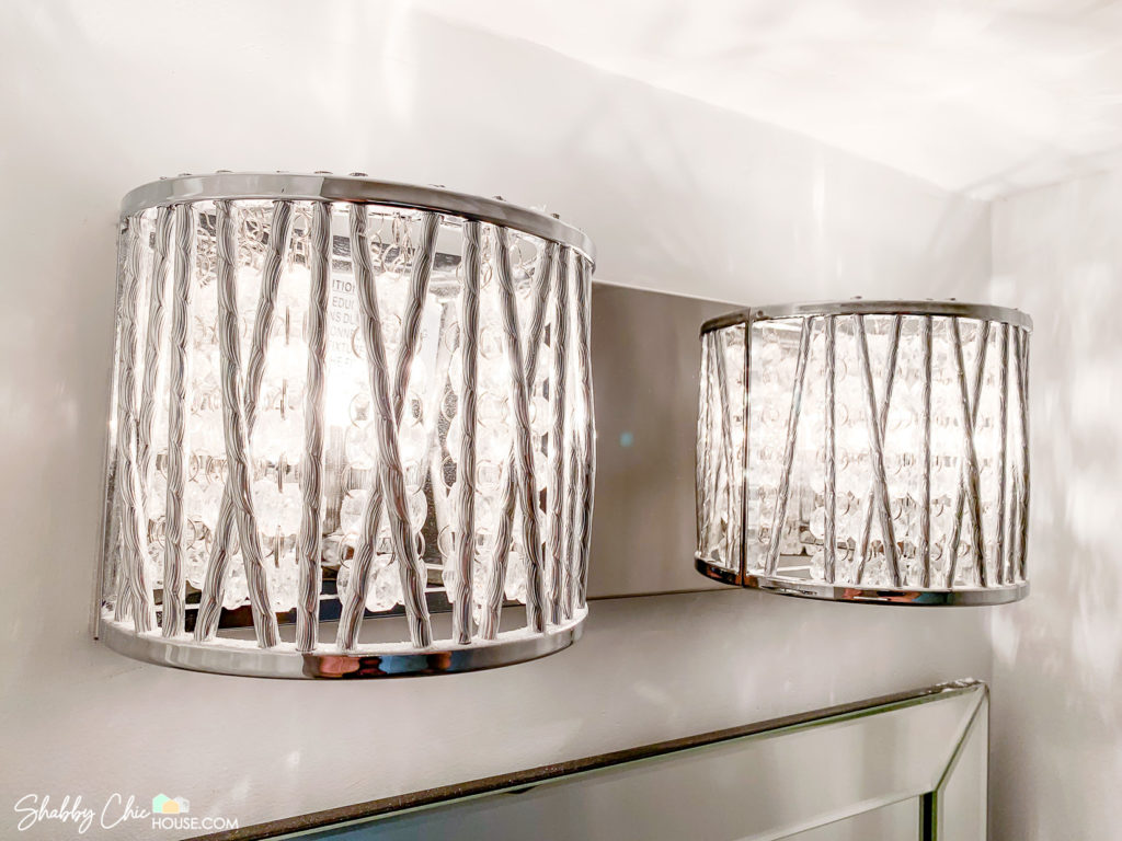Chrome and Crystal Two Light Light Fixture for Small Bathroom Remodel