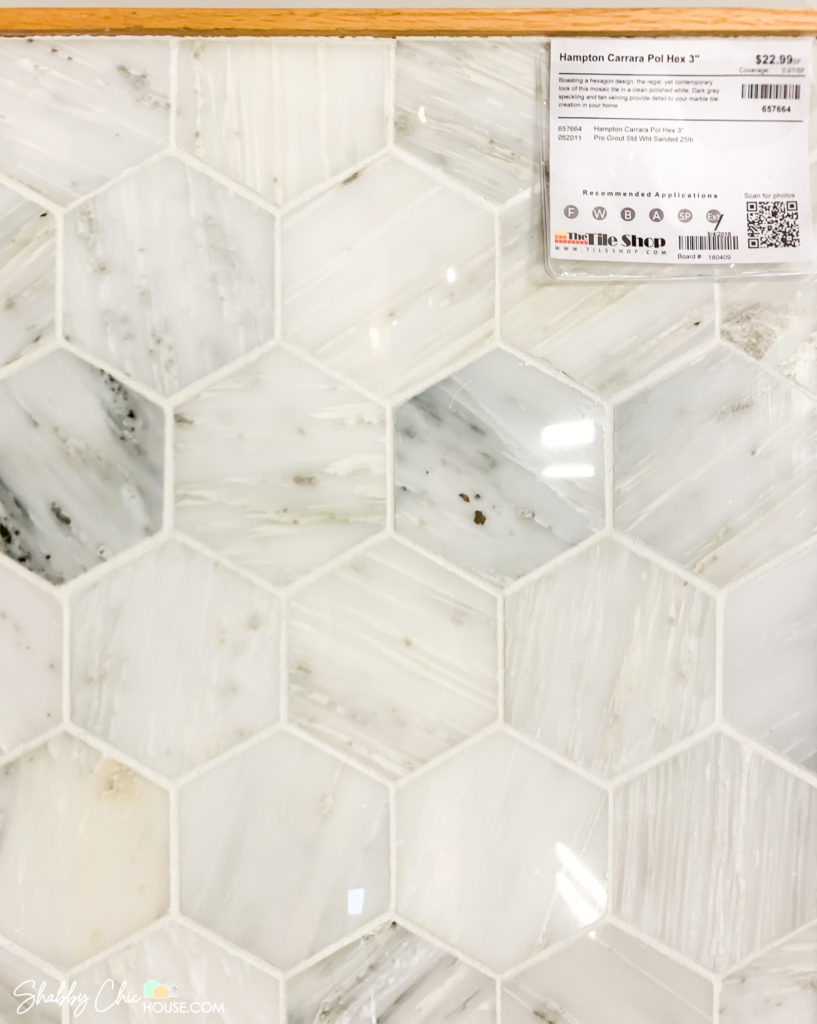Tile Shop 3" Hampton Carrara close-up for Small Bathroom Remodel
