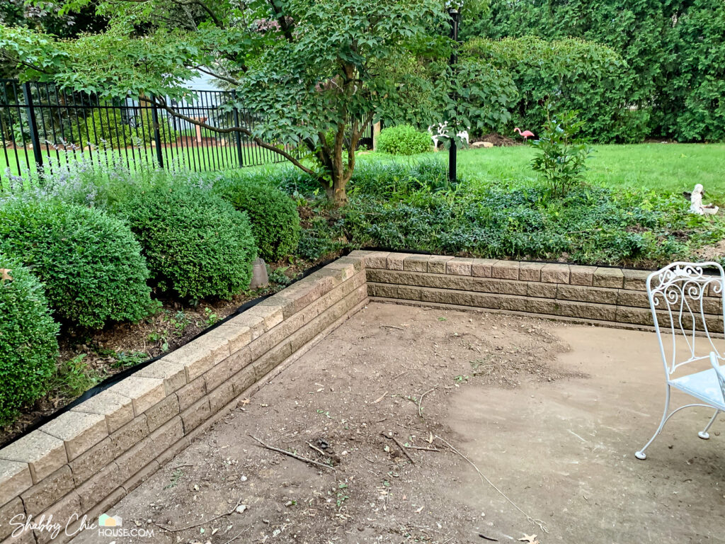 patio and retaining wall that have been rebuilt to prepare home for sale