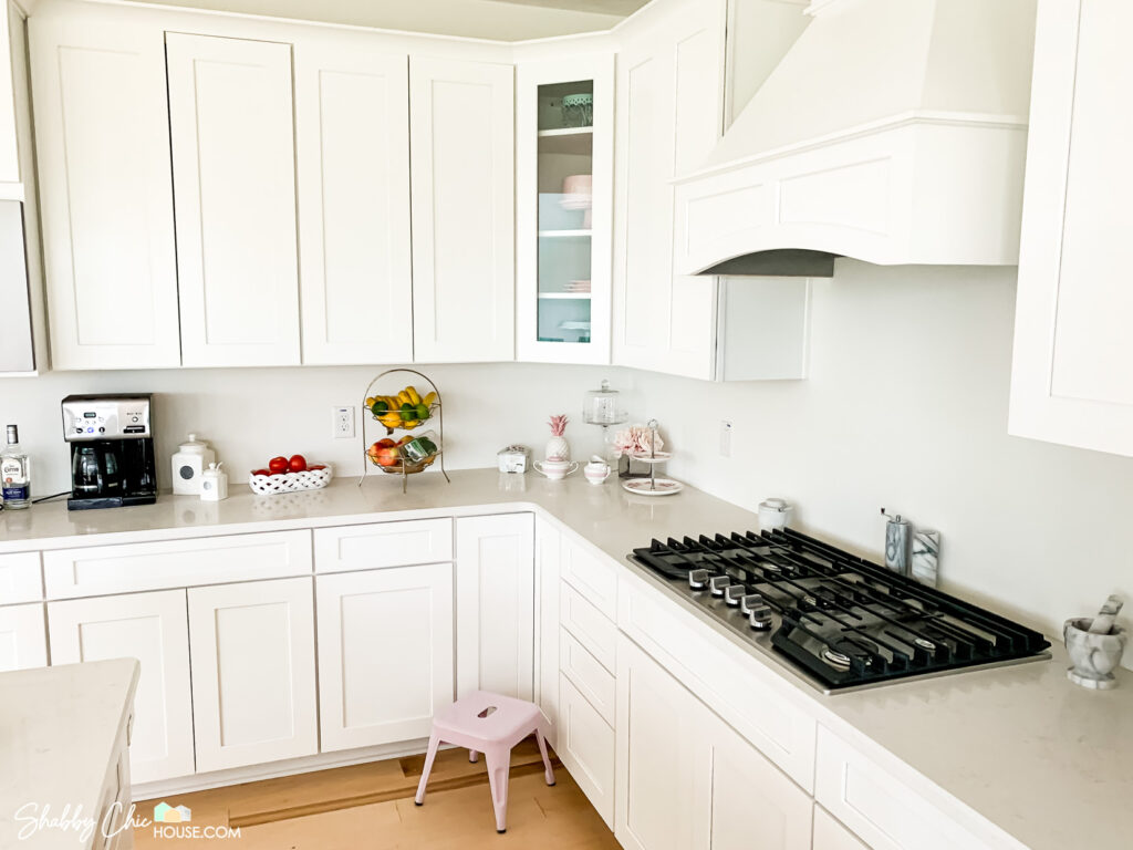 Home Improvement Project - Quartz Countertops, White Shaker Cabinets and Decorative Range Hood