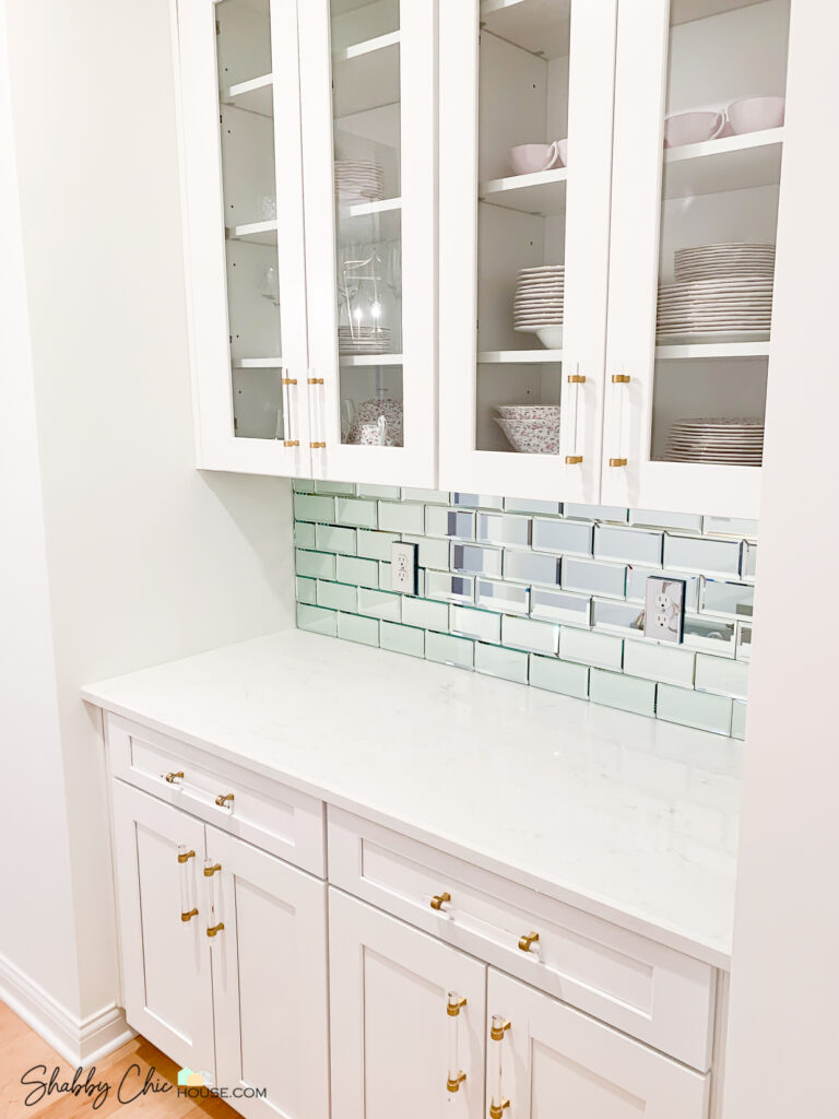 Home Improvement Project - Mirrored Backsplash - Mirror Tile in Butler's Pantry