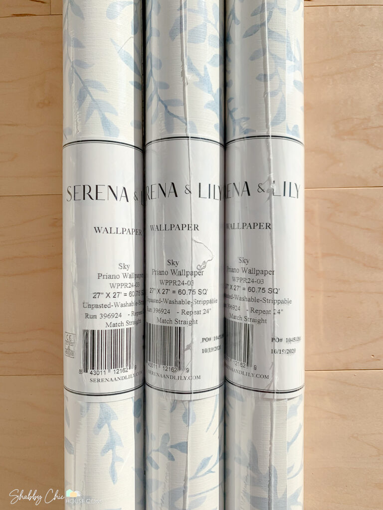 Serena & Lily Priano Sky Wallpapaer close-up of three rolls