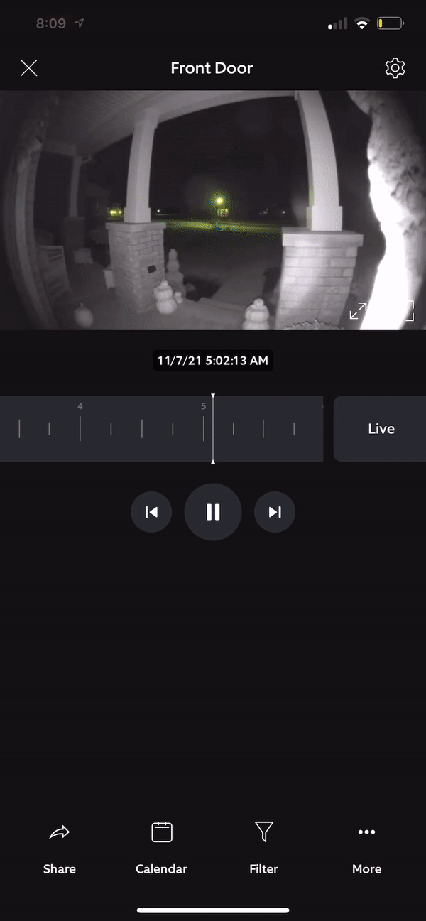 Short GIF showing the Ring App in action and how you can scroll through cam stills and recorded events for a blog post review of the Ring Protect Plans.